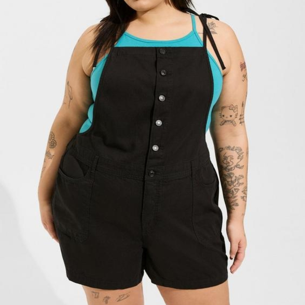 Torrid Black Button-Front Romper